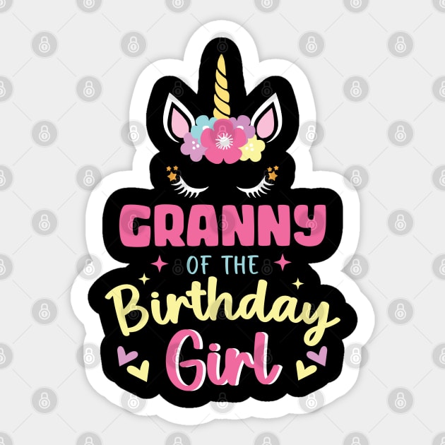 Granny of The Birthday Girls Family Unicorn Lover B-day Gift For Girls Women Kids Sticker by tearbytea